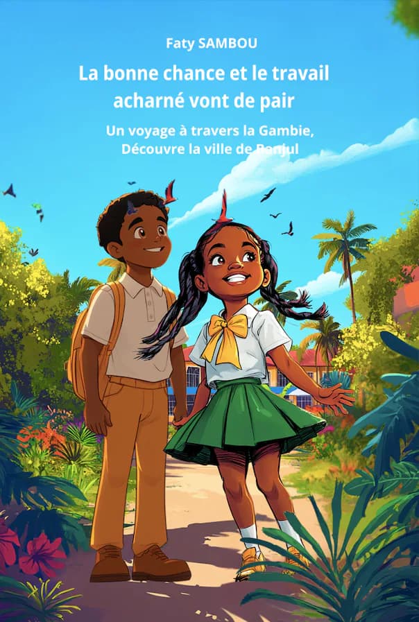 Cover of the children's book La bonne chance et le travail acharné vont de pair, inspired by The Gambia